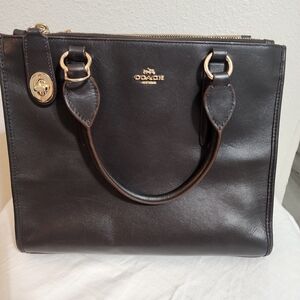 Coach Black Leather Tote Bag
